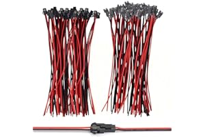 VONVOFF 2pin JST SM Connector,20 Pairs Micro Male and Female Adapter Plug,Red Black Terminal Connector Cable with 15CM 20AWG Wire for LED Light Strip