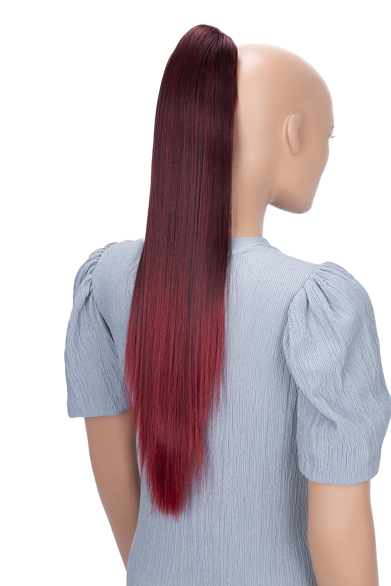 CAISHA 24" Hairpiece Ponytail Clip On Extension Long Hair Straight Red Mix H620