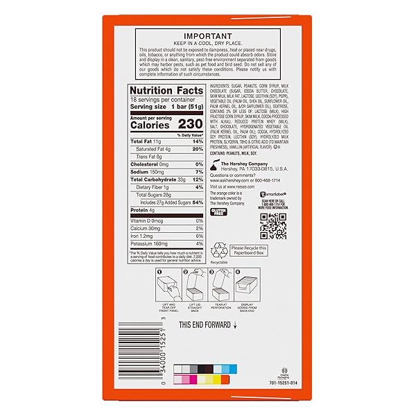 REESE’S FAST BREAK PEANUT BUTTER NOUGAT CANDY BARS, 1.8 OZ (PACK OF 18)
