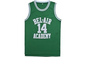 KISFUNG Youth #14 Smith Jersey The Fresh Prince Bel Air Basketball Jersey Black/Yellow/Green