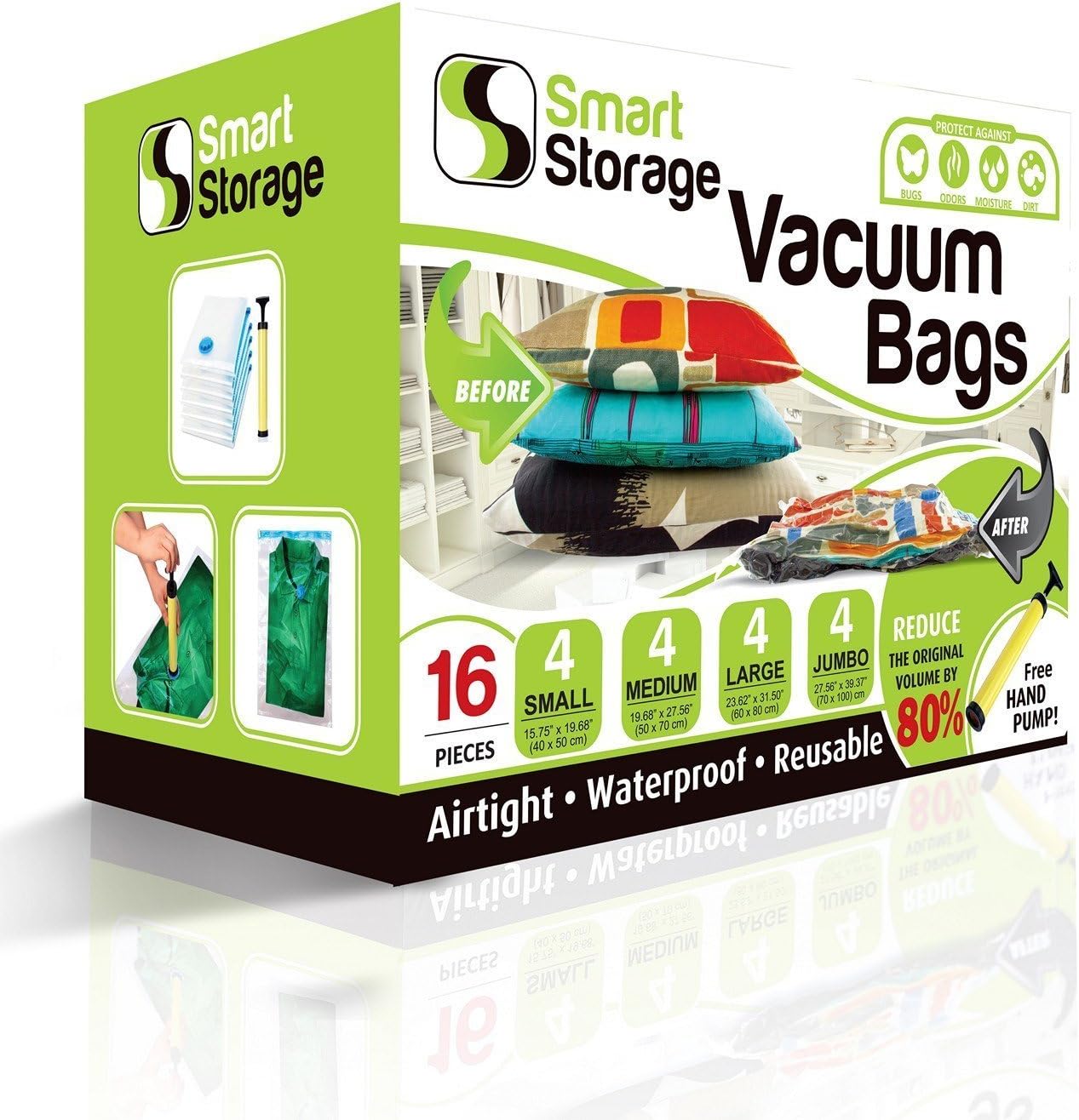 Smart Vacuum Storage Bags, 16 Pack Storage, Clear