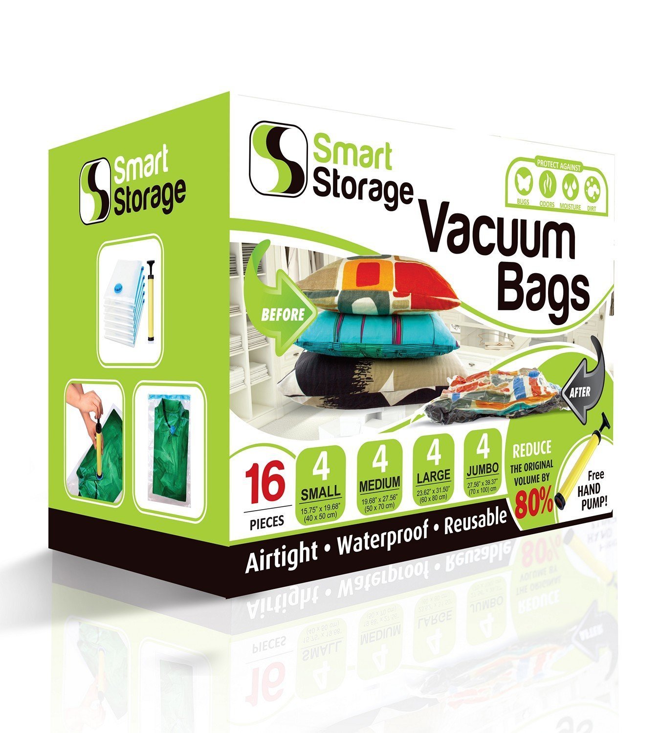 Smart Vacuum Storage Bags, 16 Pack Storage | Space Saver Bags for Clothes, Pillows & Bedding, Travel Luggage | Vacuum Seal Storage Bags