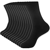 Ndoobiy Mens Cotton Crew Socks Moisture-Wicking Socks for Men Work-6 Pairs