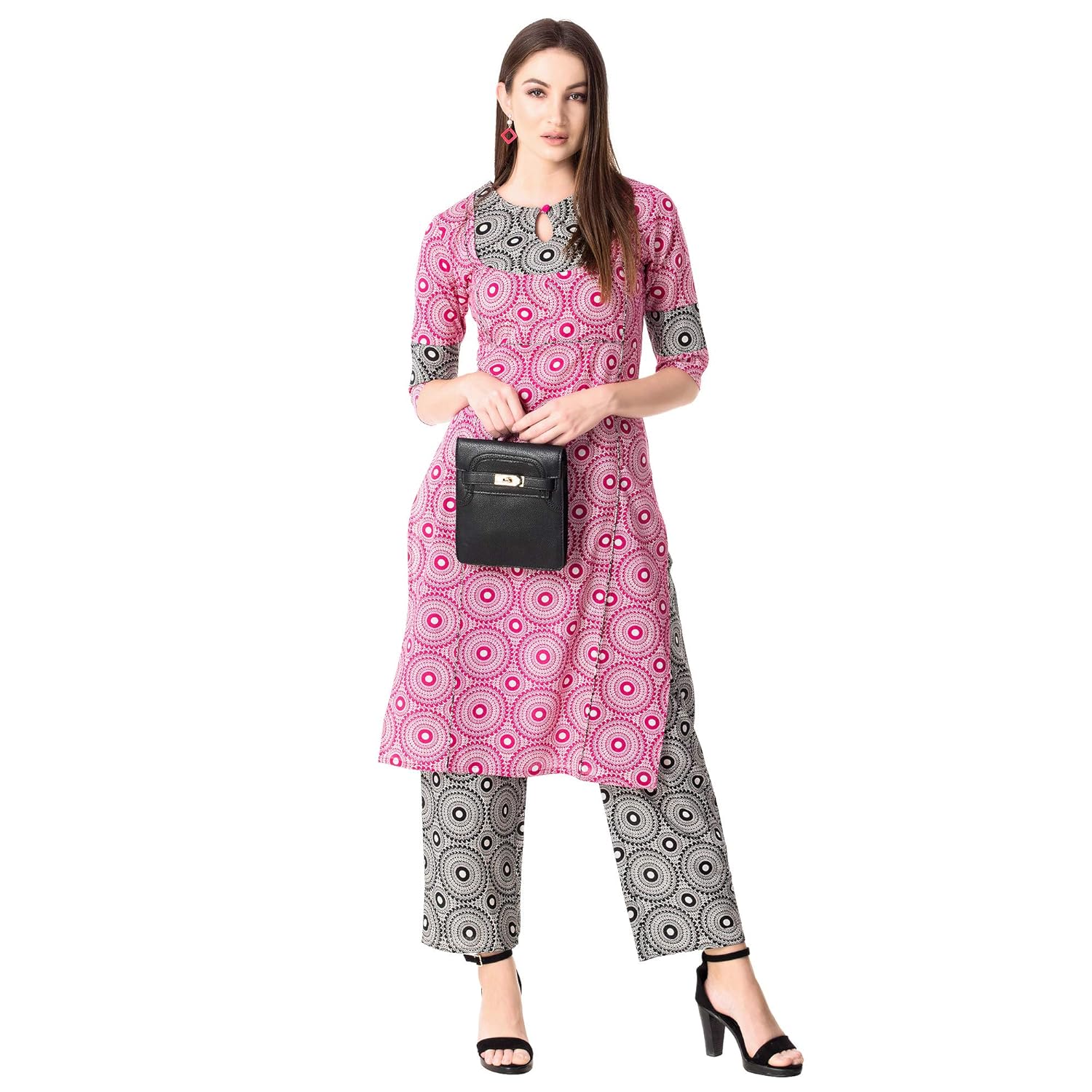 khushal k women's cotton printed kurta with palazzo pant set