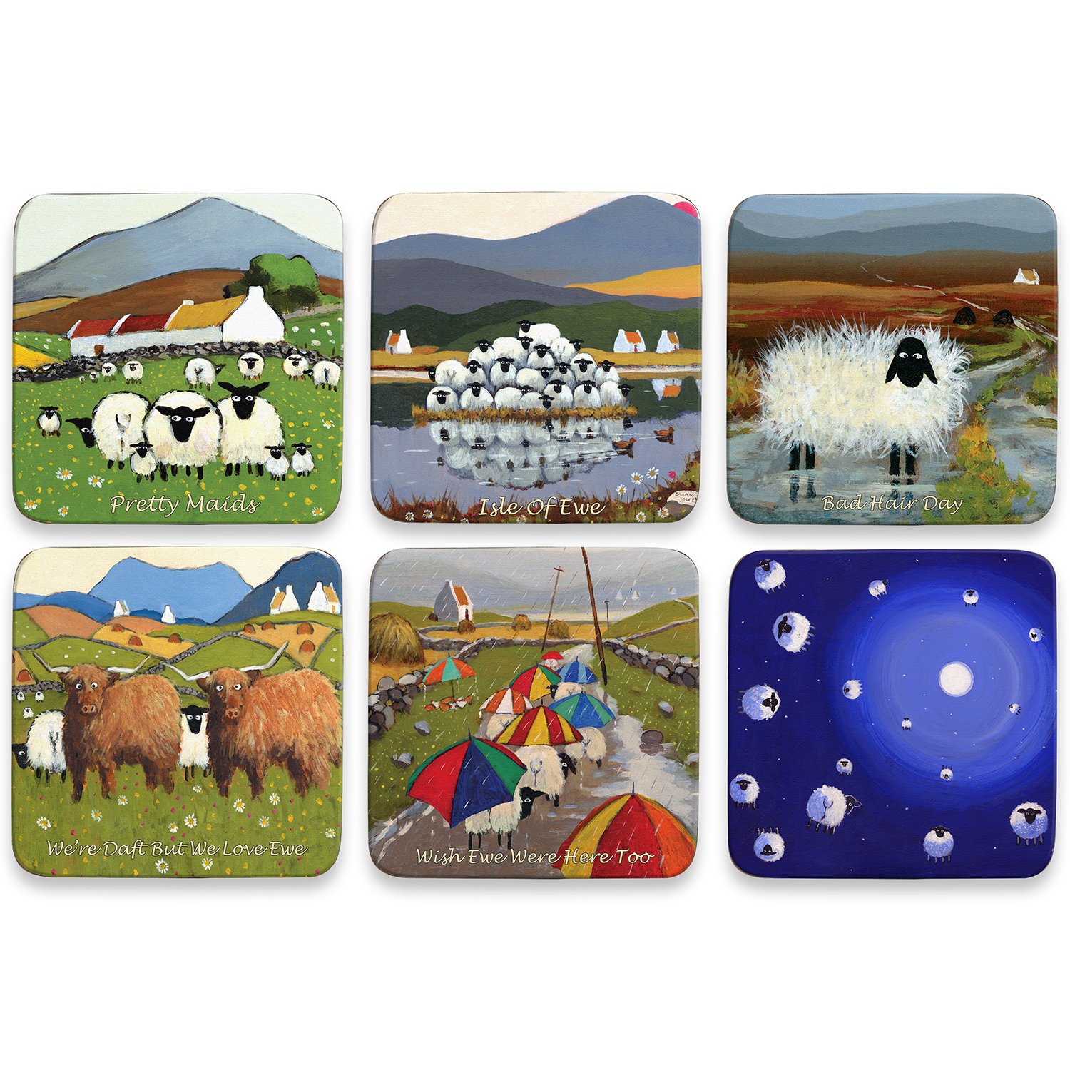 Set of 6 Coasters by Thomas Joseph - Country Kitchen - Set 4