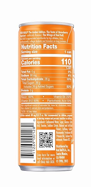 RED BULL ENERGY DRINK, AMBER EDITION STRAWBERRY APRICOT, 8.4 FL OZ (24 PACK)