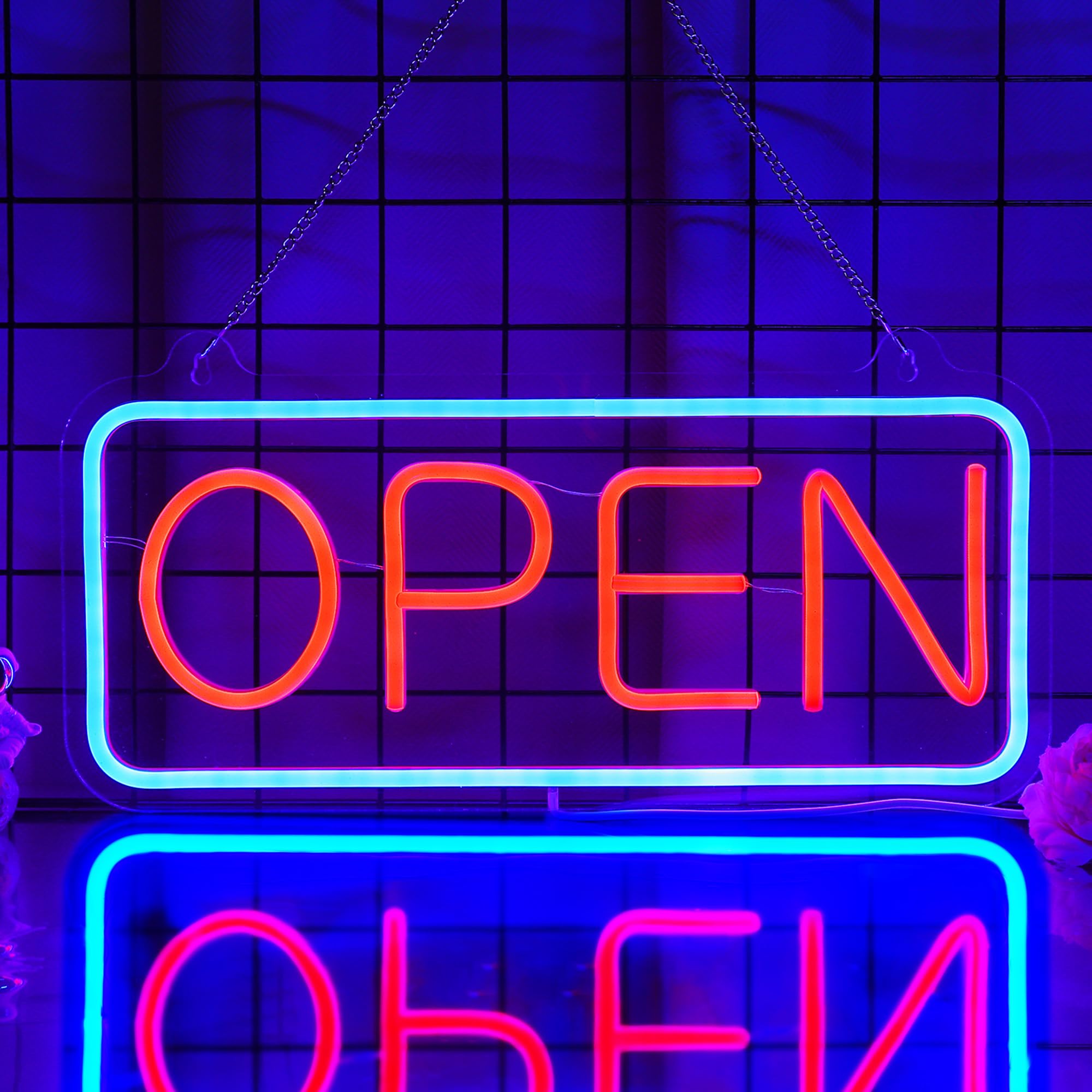 CoolGift Mart Open Neon Sign - Dimmable LED Light for Business Store Wall Decor, USB Powered, Aesthetic Decoration for Coffee Shop Dessert Store Bar Pub Party Opening Gift