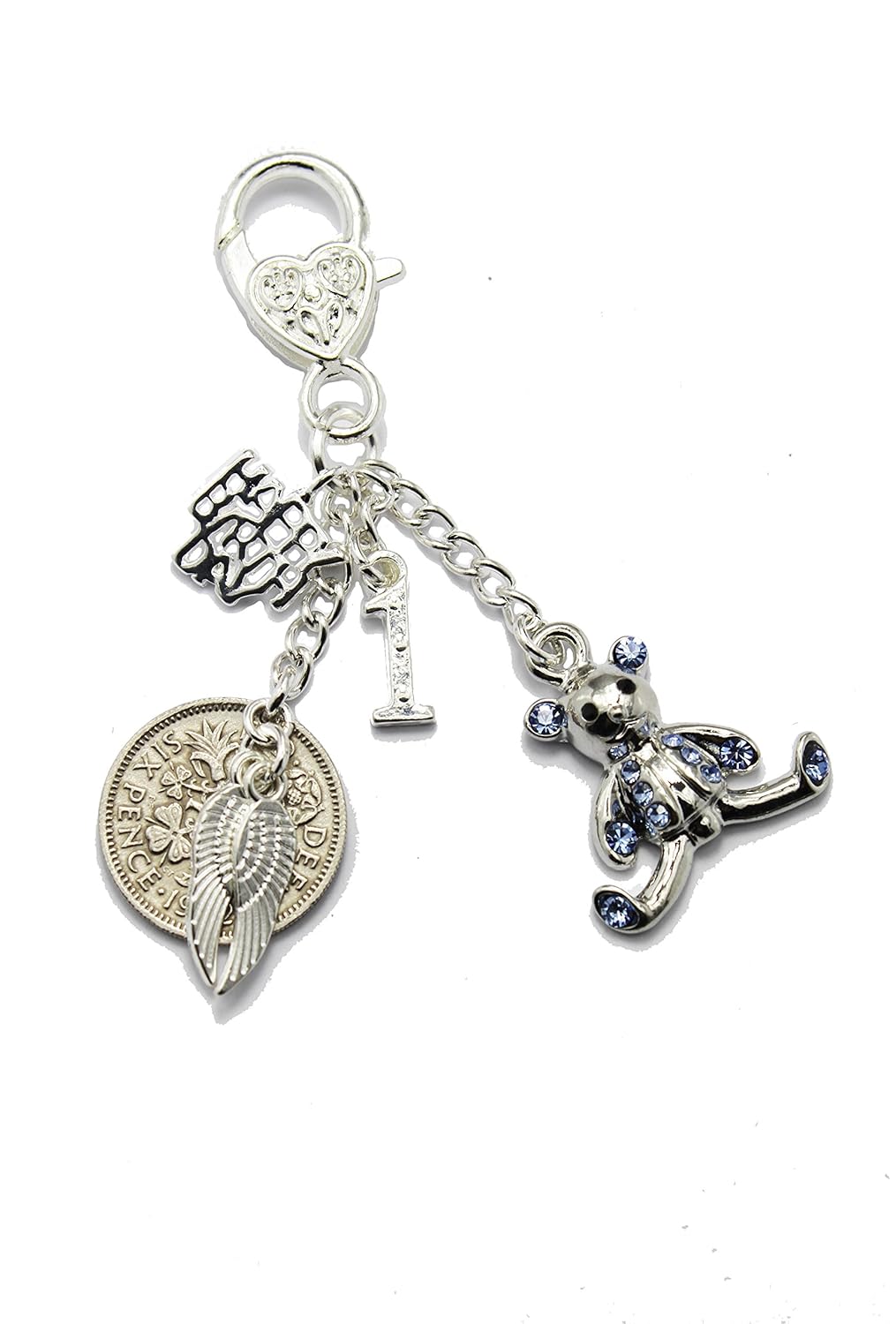 Baby 1st First Birthday Lucky Sixpence Keepsake Charm Boy Blue