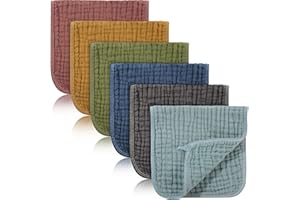 Hicarer 6 Pcs Girl Muslin Burp Cloths Cotton Burping Spit Rags Large 20 x 10 Inch 6 Layers Newborn Soft Absorbent Multicolor 
