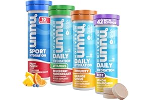 Nuun Hydration Complete Pack - Sport, Vitamins, Immunity and Rest Electrolyte Drink Tablets, Mixed, 4 Pack (42 Servings)