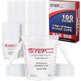 Custom Shop Paint Mixing Cups, 10-Ounce, Box of 100, Plastic Measuring Cups | For Liquids, Automotive Painting, Epoxy Resin, Acrylic Arts, Crafts, Disposable or Reusable, Graduated, Mixing Ratios