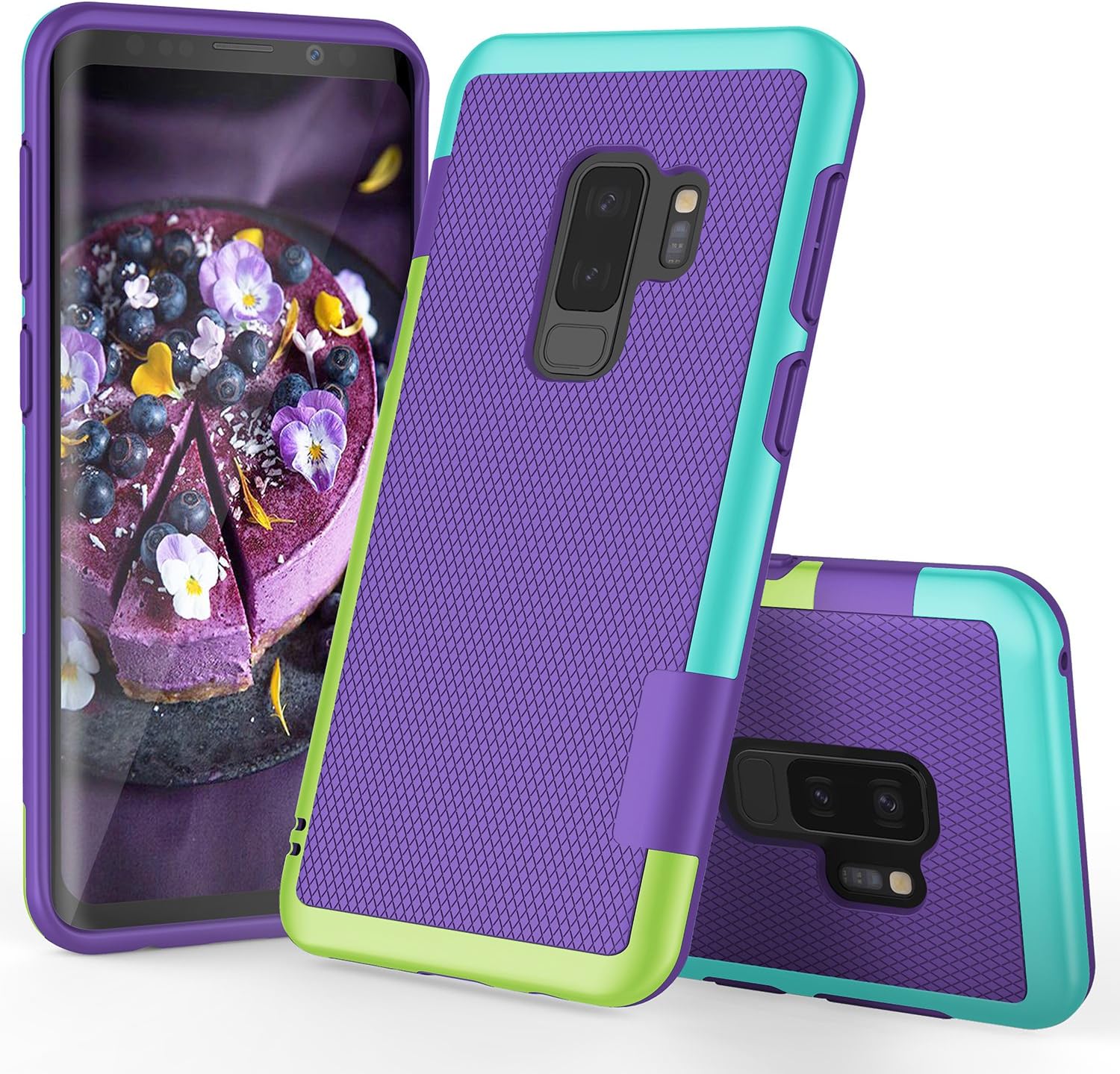 Galaxy S9 Plus Case, S9 Plus Cover, TILL(TM) Ultra Slim 3 Color Hybrid Impact Anti-Slip Shockproof Soft TPU Hard PC Bumper Extra Front Raised Lip Case Cover for Samsung Galaxy S9 Plus G965U [Purple]