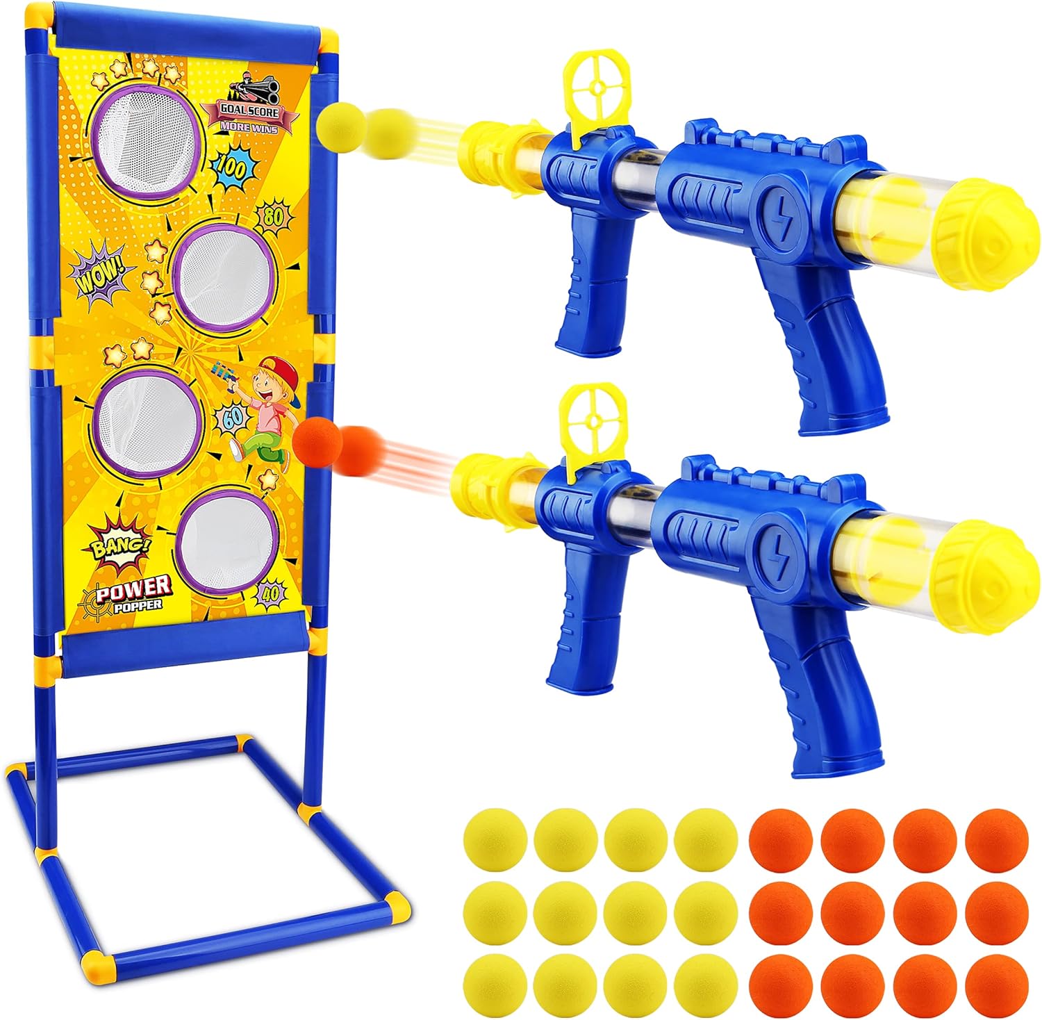 Shooting Target Games Kit Package Has A Whole Setup With Shoot Range Board 24pcs Soft Foam Balls 2 Colors 12 Orange And 12 Yellow And 2pcs Air Pump Blaster Guns This Target Practice Toy Is Perfect Because It Comes With Everything You Need For A Fun Shooting Target Games Kit Package Has A Whole Setup With Shoot Range Board 24pcs Soft Foam Balls 2 Colors 12 Orange And 12 Yellow And 2pcs Air Pump Blaster Guns This Target Practice Toy Is Perfect Because It Comes With Everything You Need For A Fun