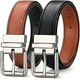 ITIEZY Reversible Belt for Men 1 Piece - 35mm Double Sided Mens Belt Leather for Dress Casual - Trim to Fit for Elegant Style