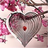 DJUAN Wind Spinner Outdoor Metal Decorations,3D Red Heart Wind Spinners for Yard and Garden, Mirror Stainless Steel Wind Sculptur Spinner Indoor Outdoor Garden Decoration Crafts Ornaments Worth Gift