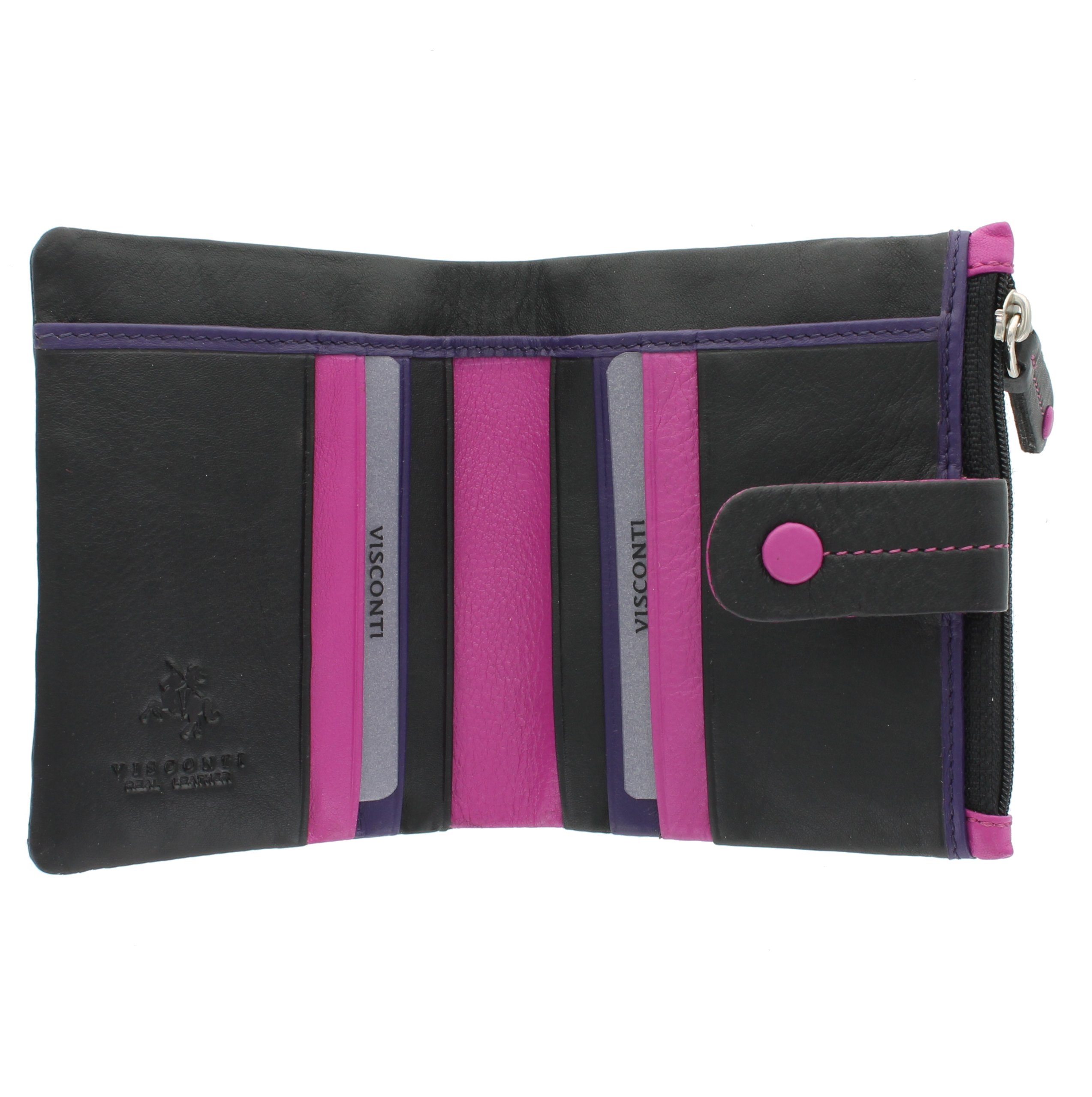 VISCONTI Mimi Collection Mojito Compact Multicoloured Leather Purse M77 Black Multi