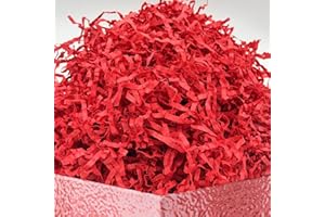 DOTUHAO Red Crinkle Paper, Crinkle Cut Paper Shred Filler Shredded for Gift Basket Filler Raffia Grass Paper Stuffing Decoration for Valentine's Day Holiday Party (Red, 4 oz)