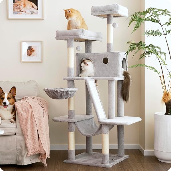 OURITSU CAT TREE, 61 INCH TALL CAT TOWER...