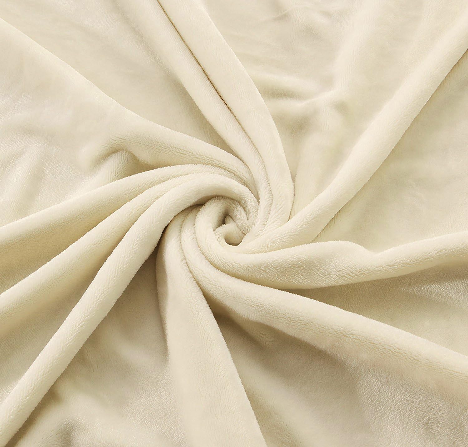 Exclusivo Mezcla Large Flannel Fleece Velvet Plush Throw Blanket – 50" x 70" (Ivory): Home & Kitchen