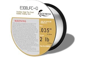 NICETECH Gasless Flux Cored Welding Wire, Stainless Steel, E308LFC-O. 035-Diameter, 2 Pounds Spool, Silver, Package of 1