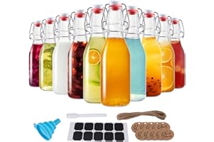 GIVAMEIHF Swing Top Glass Bottles 8oz Beer Bottle with Flip Top Glass Bottles Brewing Bottles Glass Bottle with Airtight Caps For Home Brewing Kombucha Kefir Vanilla Beer Beverages Water 10 Pack