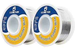 Essmetuin Tin Lead Rosin Core Solder Wire for Electrical Soldering, Circuit Board, DIY Home Appliance, Repairing for Cable/Radio/Other Electrical Devices, 2% Flux Sn63Pb37(1mm/0.04in, 0.2x2LB)