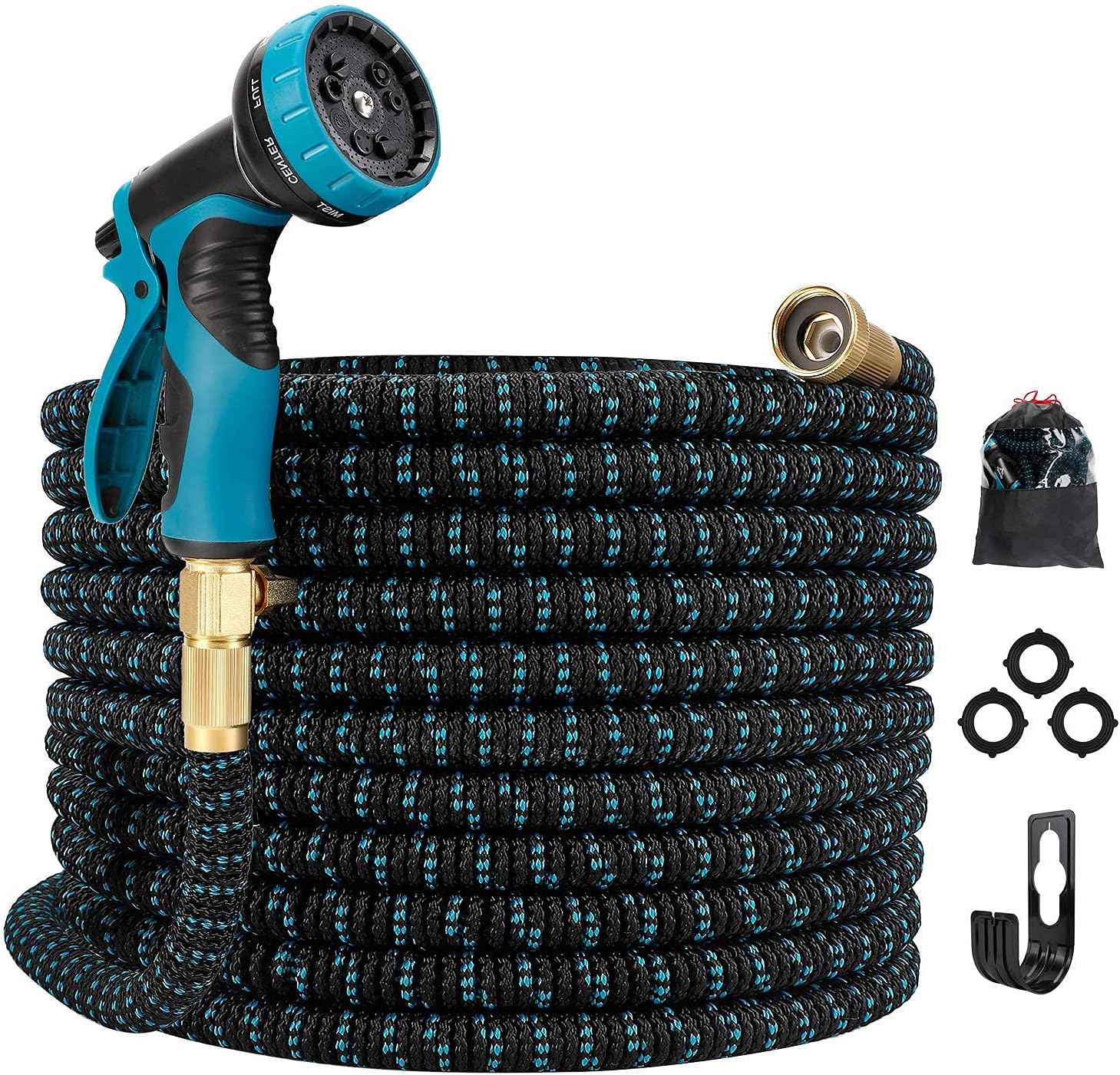 Gpeng Expandable Garden Hose , Water Hose with 9 Function Nozzle and Durable 3-Layers Latex Core with 3/4