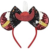 zhezesmila Mouse Ears Headband for Womens Pirate Accessories Pirate Costume Shiny Ears Bow for Theme Party Pirate Night