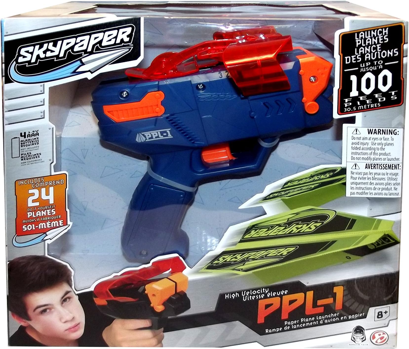 Skypaper PPL-1 Paper Airplane Launcher with 24 Planes