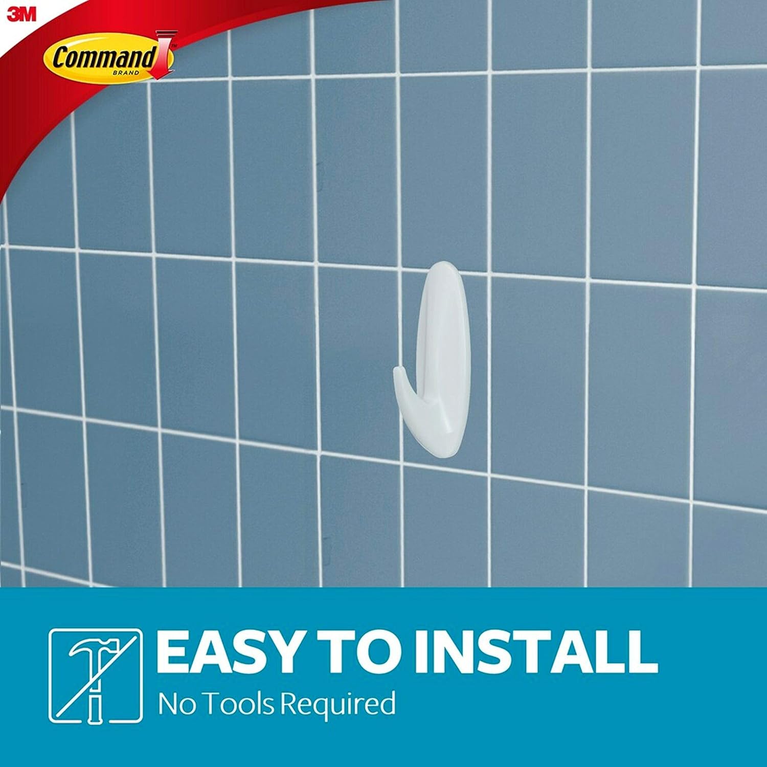 Command 17083B Large Hook with Water Resistant Strips (Pack of 2, 1 Hook and 2 Large Adhesive Strips Each) - Image 5