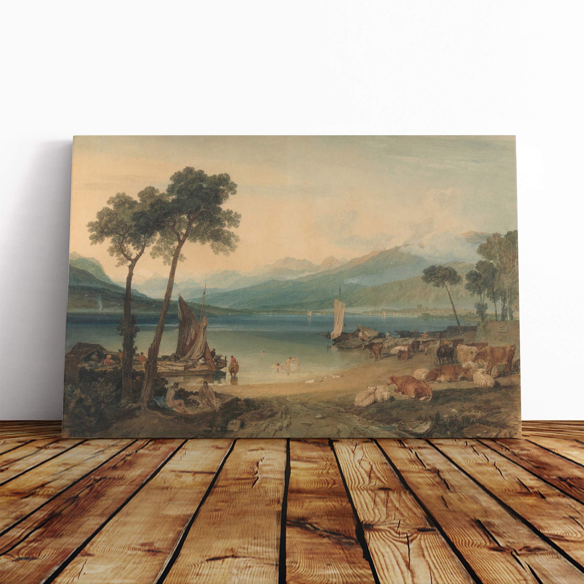 Joseph Mallord William Turner Lake Geneva Canvas Print | Gallery Wrapped 30mm Frame Wall Art | 20x14 inches | Ready to Hang | Contemporary Landscape Picture | Living Room Bedroom Lounge Office