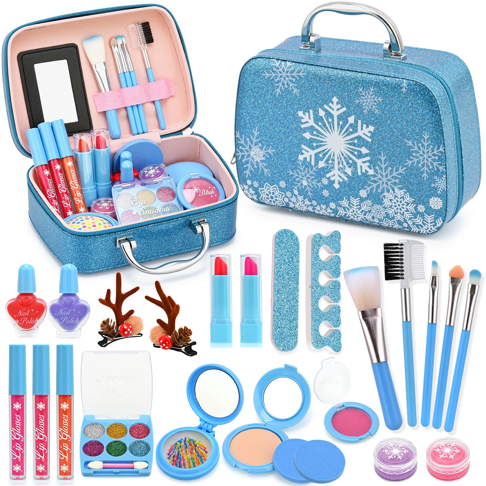 Photo 1 of ACGASK Real Washable Makeup Kit for Girls - Non-Toxic Kids Play Make Up Set Toy for Toddlers Children, Princess Toys Birthday & Christmas Gift ideas for 5 6 7 8 9 10 11 12 Year Old Girls