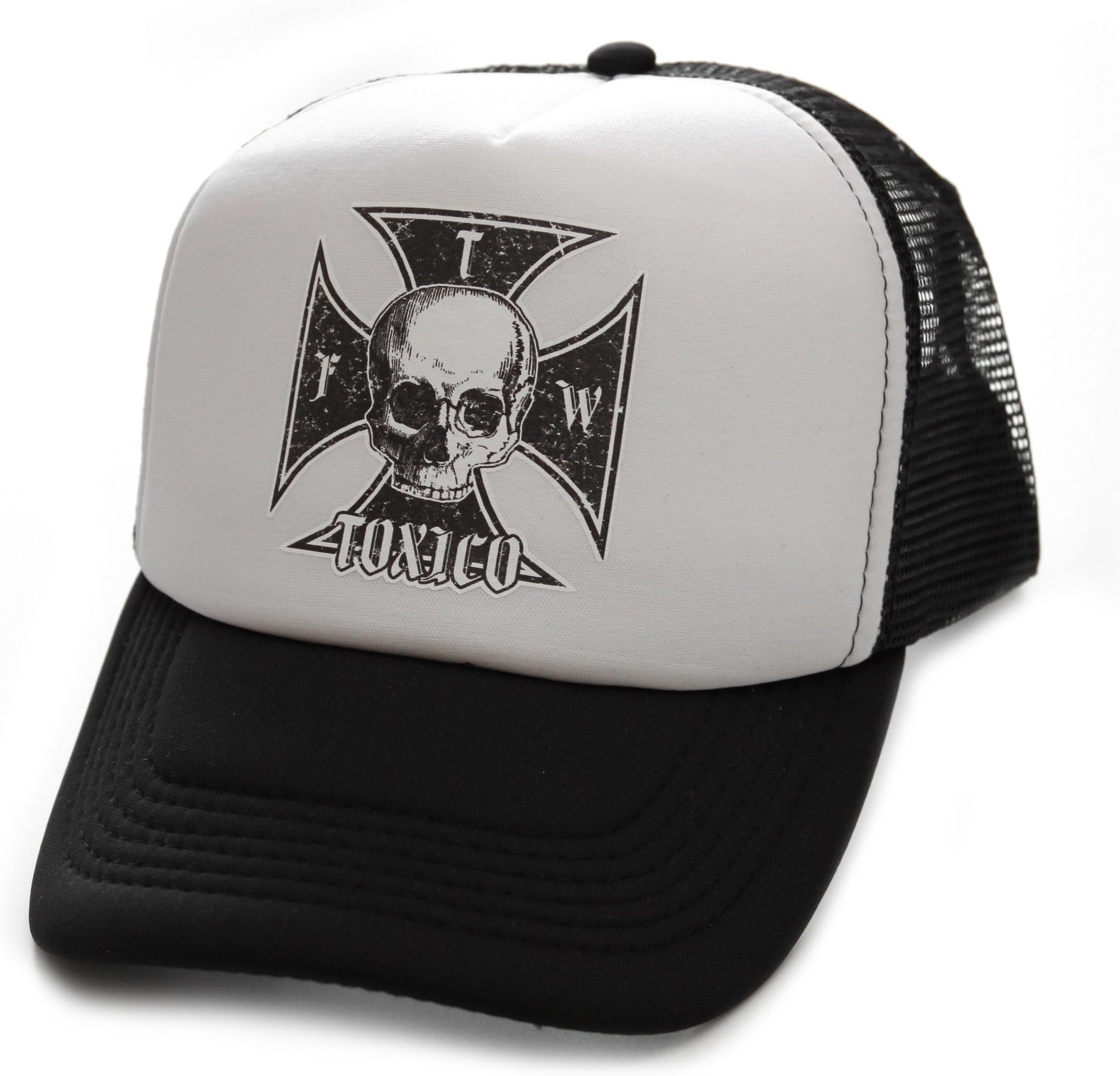 Toxico Clothing - Unisex Black-White Iron Cross Trucker Hat
