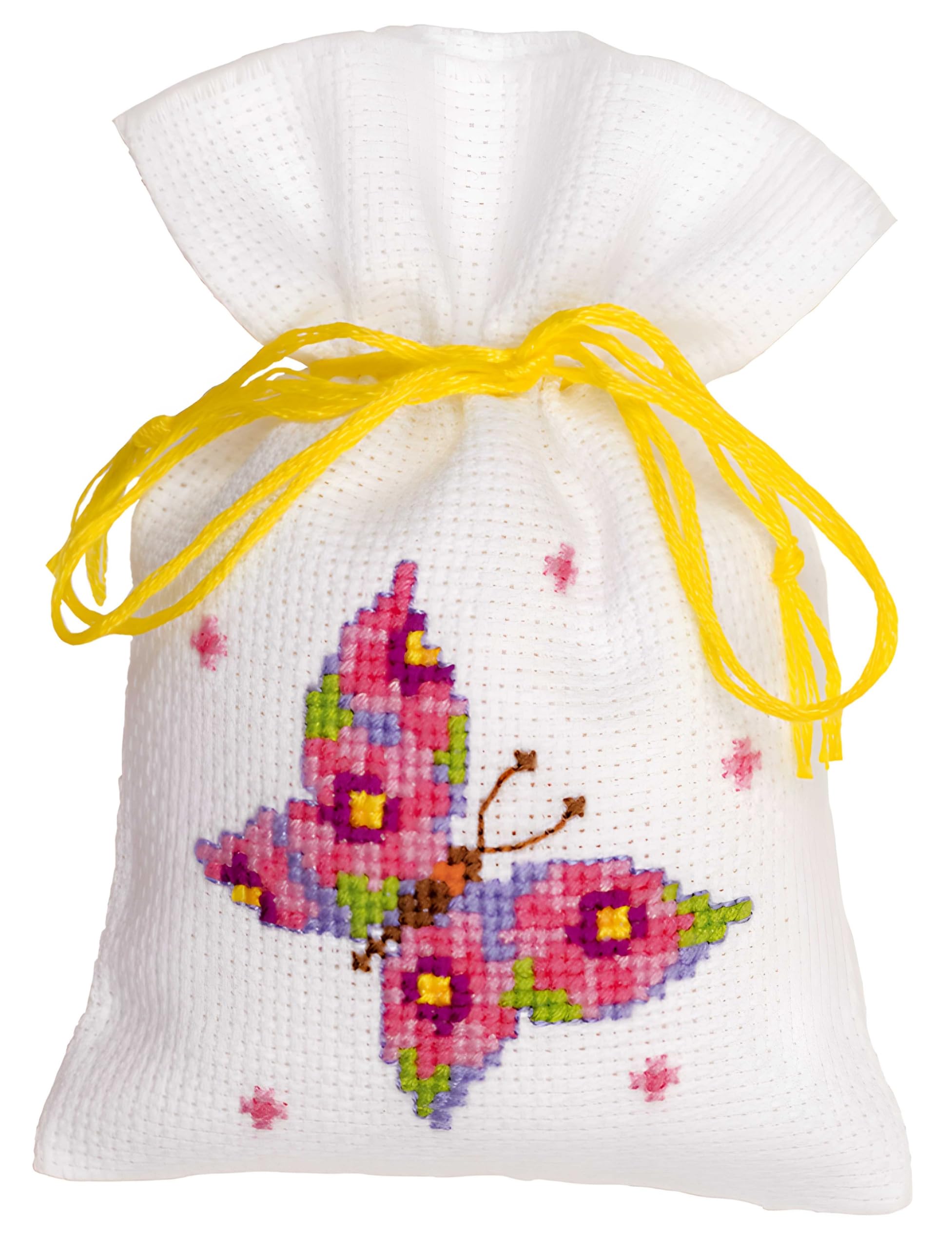 Vervaco PP Bag Butterfly Pink Counted Cross Stitch Kit, Multi-Colour