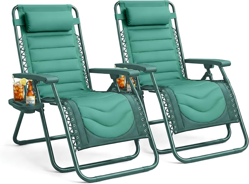 KEPLIN Set of 2 XXL Premium Heavy Duty Padded Zero Gravity Chairs