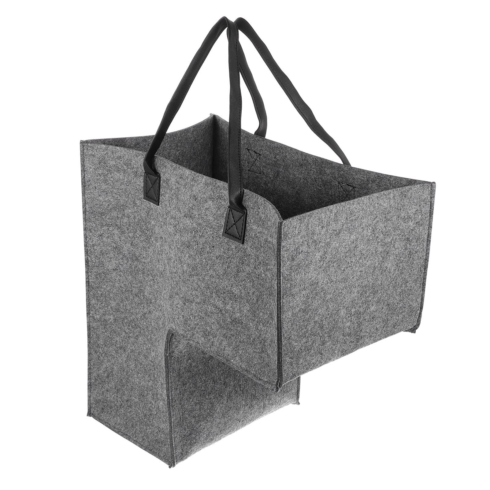 Stair Basket, Step Basket, Felt Storage, Dark Grey, L Shaped Leather Handles, Laundry, Toy, Toy Storage, Room, Home, Nursery Organiser, Multifunctional