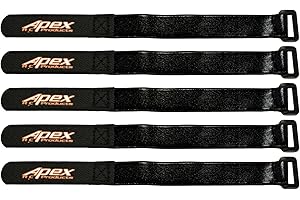 Apex RC Products 5 Pack 16mm x 200mm HD Rubberized Battery Straps Non-Slip 3020