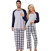 U2SKIIN Matching Pajamas for Couples Plaid Ultra Soft Pullover Pjs Set for Men and Women Warm Loungewear