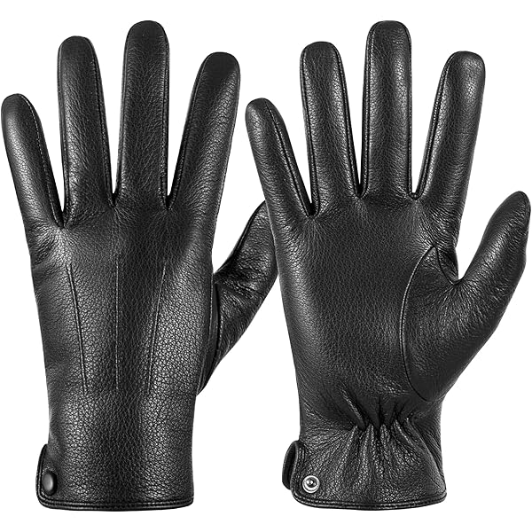 QUKOPSE Winter Leather Gloves for Men,Touchscreen Snow Driving
