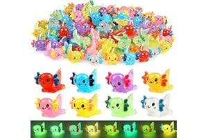 WEIZEW 32 pcs Luminous Mini Resin Axolotl 8 Colors Glow in The Dark Tiny Small Little Resin Axolot to Hide Plastic Animal Figures for Garden Micro Landscape Aquarium Potted DIY Miniature Dollhouse Decor
