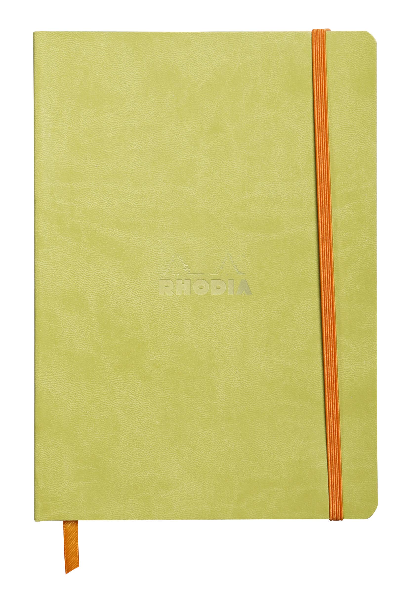 RHODIA 117406C - Anise Soft Notebook - A5 - Lined - 160 pages - Clairefontaine Ivory Paper 90 g/m - Bookmark, Elastic Closure - Faux Leather Cover - Rhodiarama Collection