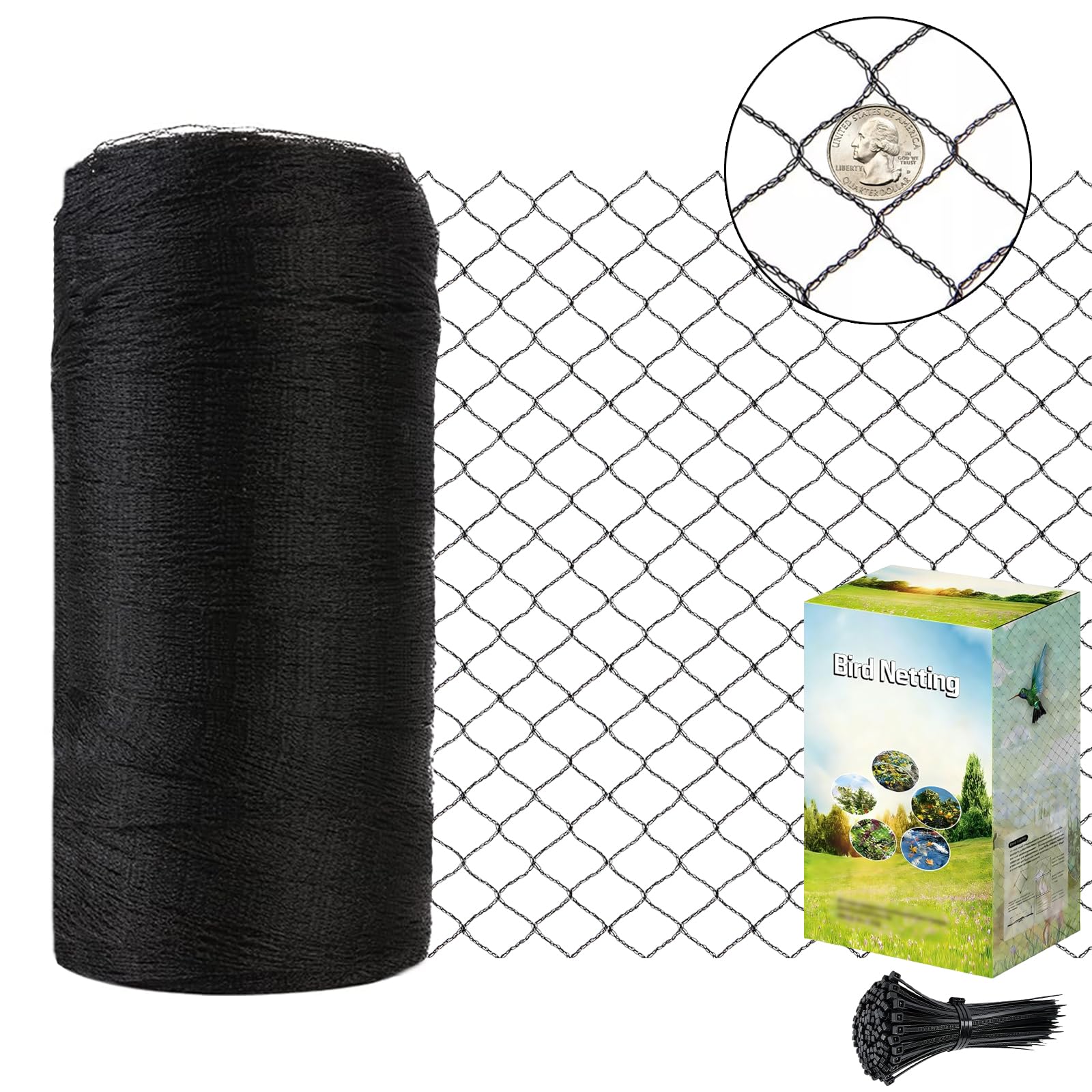 POYEE Bird Netting 25 x 50 FT, Woven Mesh Garden Netting for Plants, Vegetable, Fruit Trees, Blueberry Bushes, Strawberries Against Birds, Deer, Squirrels
