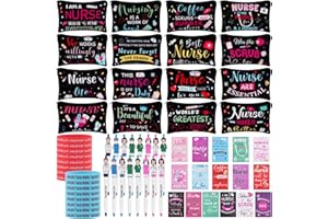 64 Pcs Nurse Appreciation Gifts Set 16 Nurse Makeup Cosmetic Bag 16 Nurses Week Notebooks 16 Doctor Ballpoint Pens 16 Nurses 