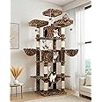 Globlazer F80 Big Cat Tower for Indoor Cats, 80inch Cat Tower for Multiple Adult Cats XXL Cat Tree with Scratching Post, Hammock, 3 Perches, 2 Condos, 2 Hanging Basket, Leopard Print