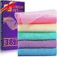 UJFQBH 5 Pieces African Bath Sponge African Net Long Net Bath Sponge Exfoliating Shower Body Scrubber Back Scrubber Skin Smoother,Great for Daily Use (Purple, Pink, Green, Blue, White)