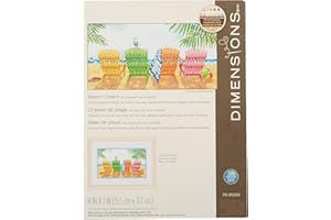 Dimensions Colored Beach Chairs Counted Cross Stitch Kit, 14 Count Light Blue Aida, 7'' x 14''