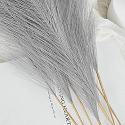 U-LIAN 36PCS Grey Faux Pampas Grass 21.7