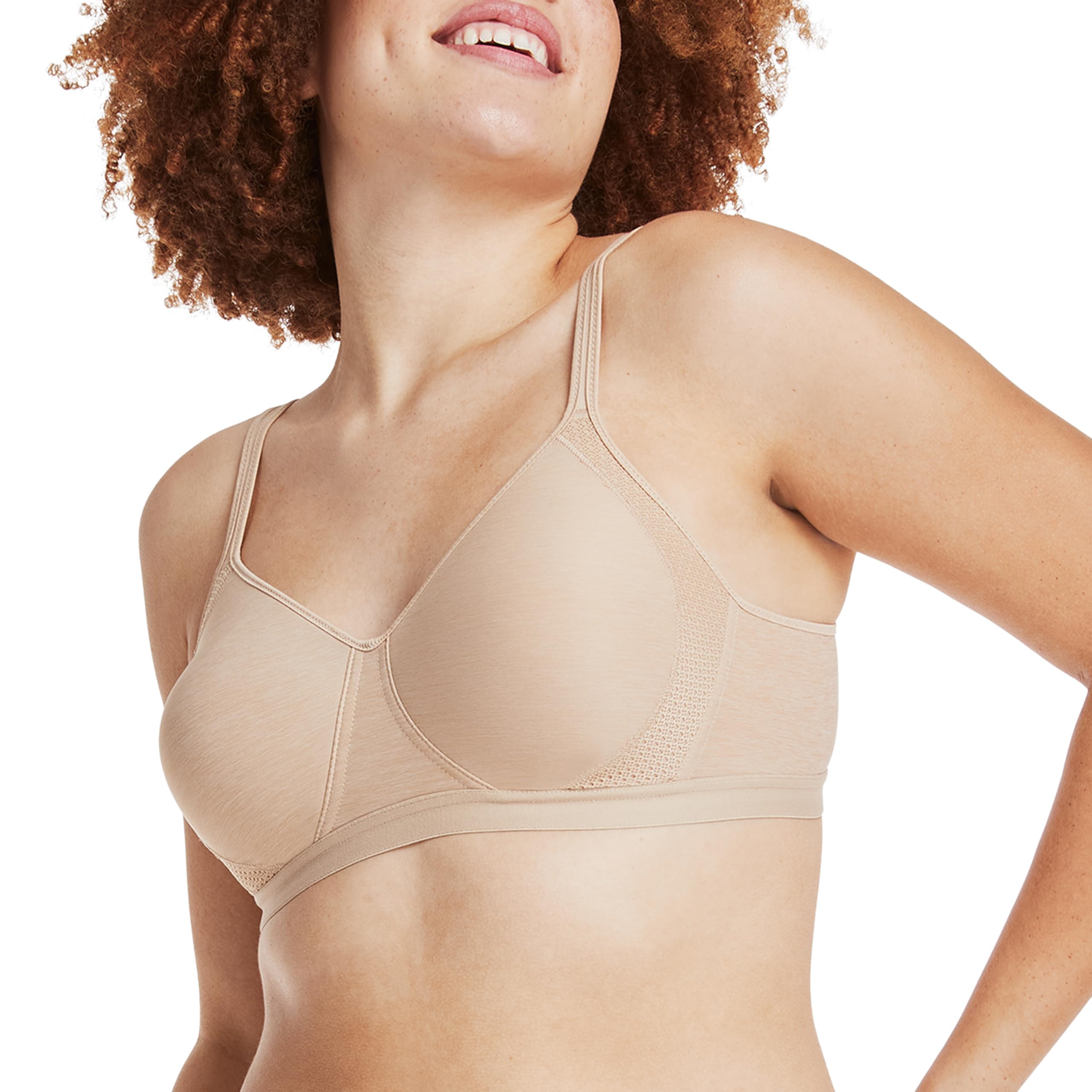 Photo 1 of Hanes Women's X-Temp Wireless Cooling Mesh, Full-Coverage, Convertible T-Shirt Bra, Nude, Small
