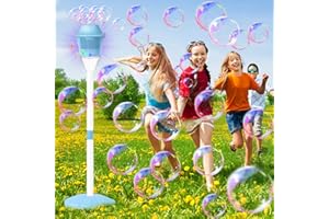 Protado Bubble Machine with Light for Kids, Automatic Height 47" Vertical Bubble Maker, Battery Operated (Excluding Battery) Bubble Blower Outdoor Summer Toys for Birthday, Wedding, Christmas-Blue