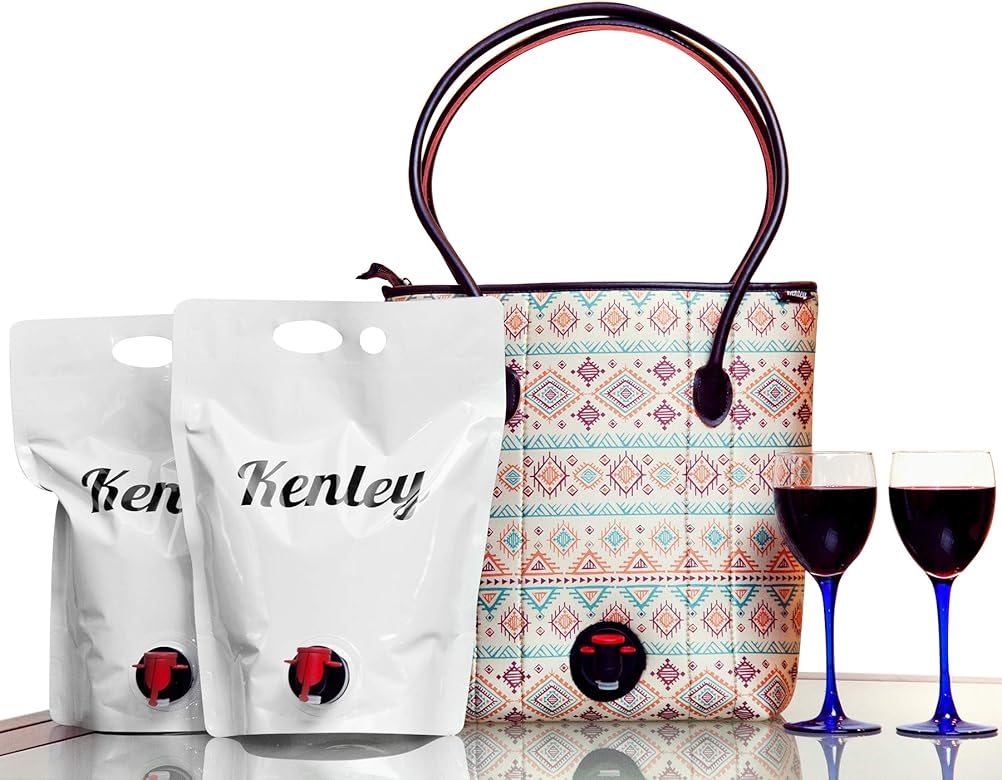 Kenley Wine Purse Tote Bag With Hidden Dispenser Neoprene Insulated Cooler Travel Carrier For Picnic Lunch Festival Secret Spout 3 Reusable 3 Liter Drink Bladders Pockets For Accessories Amazon Ae